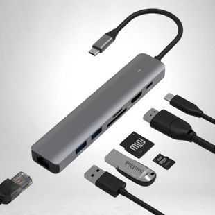 Хаб для USB 7в1Type-C XoKo AC-500 Серый