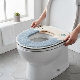Чохол-сидіння на унітаз Toilet seat cover з квіточкою AND 04 Сірий з бежевим