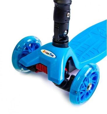 Дитячий триколісний самокат Scooter MAXI зі складним кермом і колесами, що світяться Блакитний