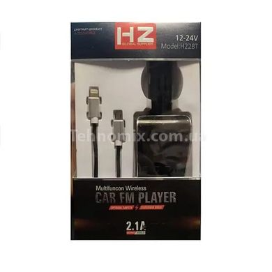 FM-трансмітер автомобільний bluetooth модулятор HZ H22BT + кабель Micro USB, Lightning 2.1A