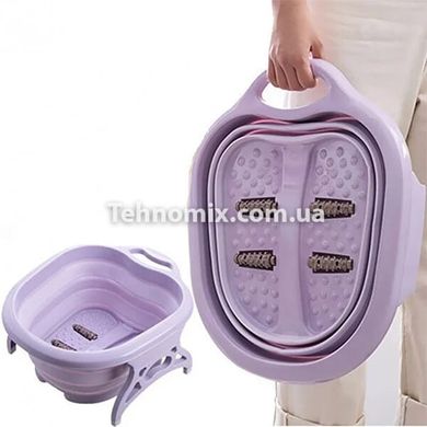 Складная ванночка массажер для массажа ног с роликами Фиолетовая