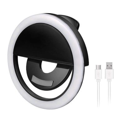 Світлодіодне селф-кільце з USB-зарядкою Selfie Ring Light Чорний