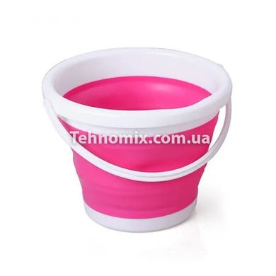 Ведро 5 литров туристическое складное Silicon Collapsible Bucket Розовое