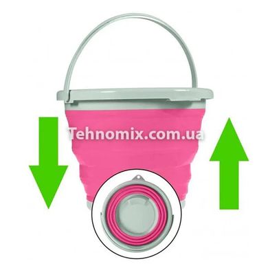 Ведро 5 литров туристическое складное Silicon Collapsible Bucket Розовое