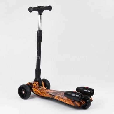Самокат триколісний з парогенератором та музикою, складне кермо Best Scooter MAXI Помаранчевий вогонь