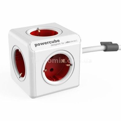 Подовжувач мережевий Allocacoc PowerCube Extended із заземленням 5 розеток 1.5 м, червоний
