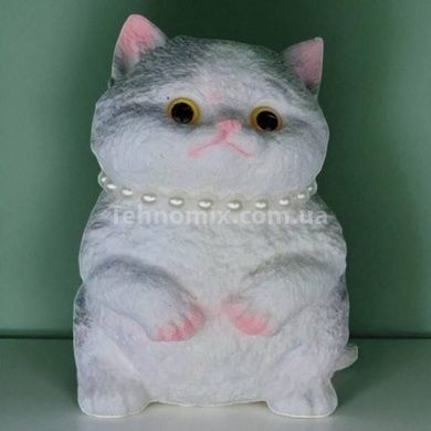 Сквиш-антистресс Котик сидит 11*16см Pinch Family Белый с серым