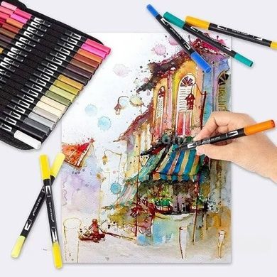 Набір двосторонніх маркерів у зручній сумці 120шт Dual Brush
