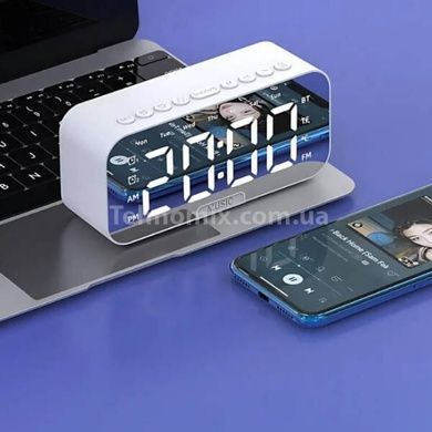 Портативная колонка с часами Q5 BT Белая с белой подсветкой