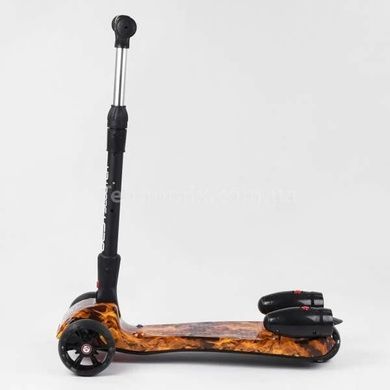 Самокат триколісний з парогенератором та музикою, складне кермо Best Scooter MAXI Помаранчевий вогонь