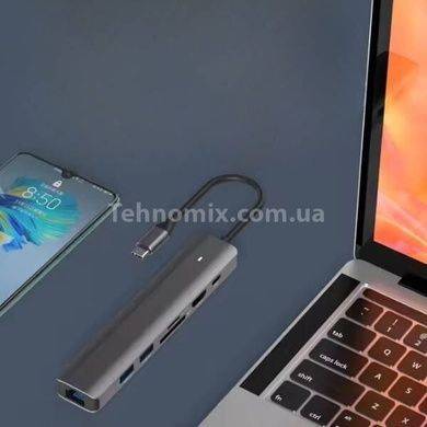 Хаб для USB 7в1Type-C XoKo AC-500 Серый