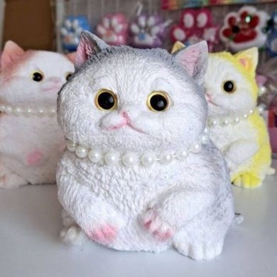 Сквиш-антистресс Котик сидит 11*16см Pinch Family Белый с серым
