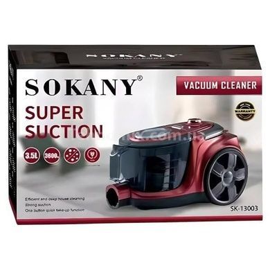Пылесос бытовой вакуумный колбовый 3,5л 3600Вт SOKANY SK-13003 Красный