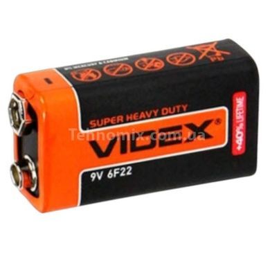 Батарейка сольова Videx SUPER HEAVY DUTY Крона 9V 6F22 9V