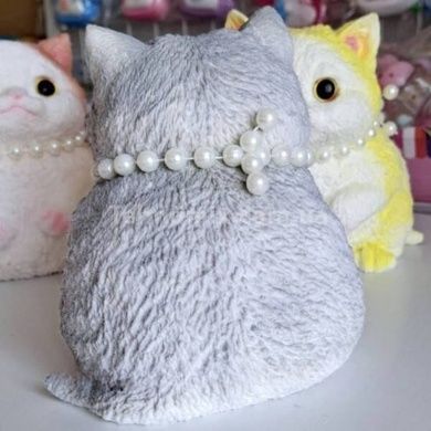 Сквиш-антистресс Котик сидит 11*16см Pinch Family Белый с серым