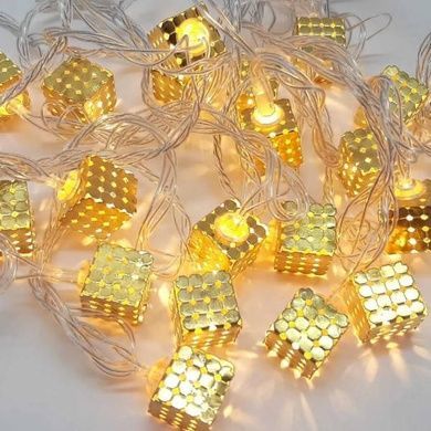 Гирлянда LED Кубики металлические 3м 220V Золото