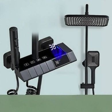 Смеситель для ванной комнаты с индикатором температуры и экраном из нержавеющей стали AA6-7 Черный
