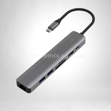 Хаб для USB 7в1Type-C XoKo AC-500 Серый