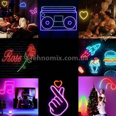 Гибкая неоновая лента с управлением от телефона Neon Strip 2м