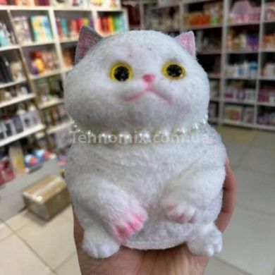 Сквиш-антистресс Котик сидит 11*16см Pinch Family Белый с серым