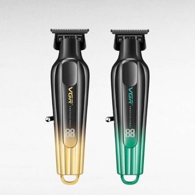 Тример акумуляторний з LED-дисплеєм та 5 змінними насадками VGR V-935 GOLD Чорна із золотим