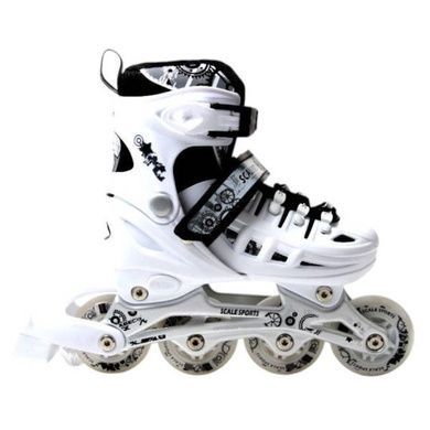 Ролики детские раздвижные с полным комплектом защиты р 34-37 Scale Sports White Белые