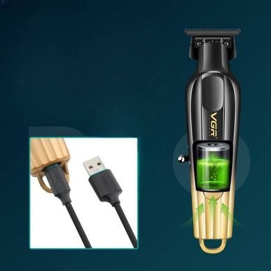 Тример акумуляторний з LED-дисплеєм та 5 змінними насадками VGR V-935 GOLD Чорна із золотим