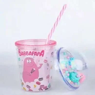 Мультяшний кухоль, склянки з подвійними стінками, соломинкою та райдужною кулькою рожева