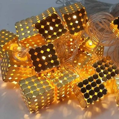 Гирлянда LED Кубики металлические 3м 220V Золото