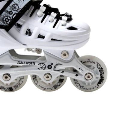 Ролики детские раздвижные с полным комплектом защиты р 34-37 Scale Sports White Белые