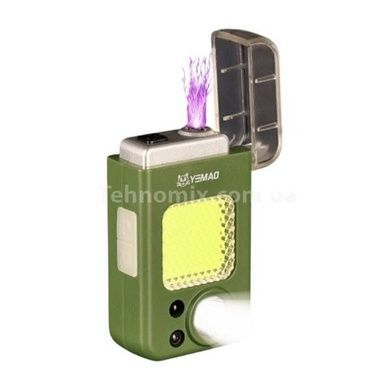 Фонарь налобный мультифункциональный с датчиком движения и зажигалкой YM-T618 Зеленый