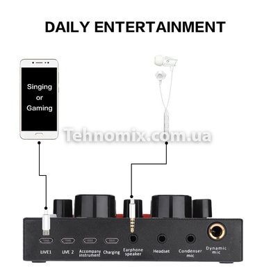 Внешняя звуковая карта адаптер аудиоинтерфейс Bluetooth Live Sound Card V8 Черная