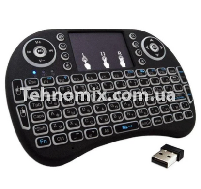 Бездротова клавіатура з тачпадом wireless MWK08 (I8) Чорна з підсвічуванням