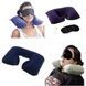 Подушка для подорожей надувна U-подібна з покриттям 44*27см Travel Blue Neck Pillow Синя