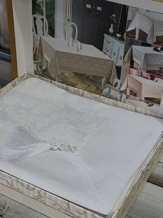 Скатертина Tabe POLYCOTTON BEYAZ 160х220смЖаккард Бавовна/Поліестер
