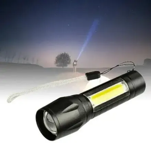 Ручной аккумуляторный фонарик с боковым диодом Power style MX-829-COB 12см