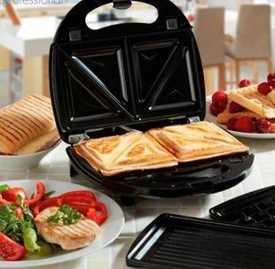 Сендвічница Crownberg CB-1076 800W 4 в 1 (сендвічница-гриль-вафельница, горішниця)