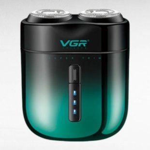 Електробритва акумуляторна роторна 400 мАг VGR V-348GREEN Чорна із зеленим