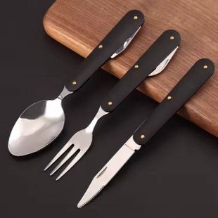 Набор туристический 3в1 ложка, вилка, нож в чехле 9,5см K8003 Black/Blue/Red/Grey Черный