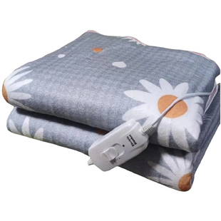 Електропростирадло Electric Blanket 150х120см Сірий з квітами