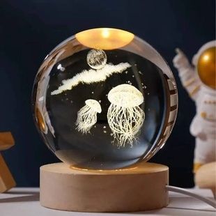 Шар акриловый Медузы 6см с подсветкой на подставке