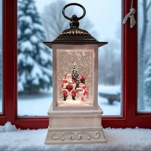 Новогодний ночник фонарь Санта со снеговиком XMAS WDL-24004A Белый