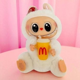 Игрушка-брелок Лабубу Labubu Белый с напитком