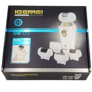 Эпилятор бритва пемза Gemei GM 7005 5 в 1 Белая