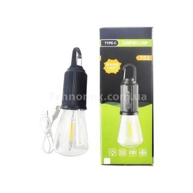 Лампочка кемпінгова підвісна акумуляторна підвісна LED T02 Чорна