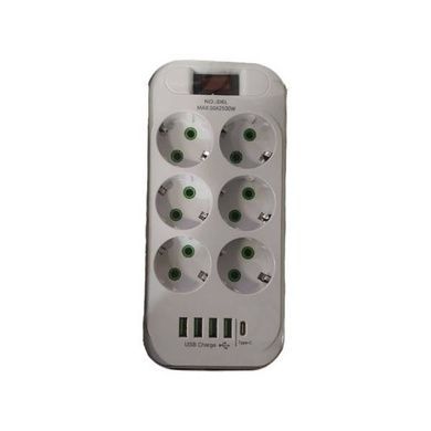 Мережевий фільтр з USB (6&times;220В+4&times;USB+1&times;Type-C) D6L 3 метри Білий