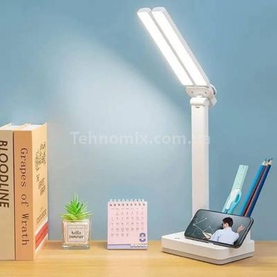 Настольная аккумуляторная двойная LED-лампа с подставкой для ручек 5W Белая