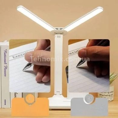 Настольная аккумуляторная двойная LED-лампа с подставкой для ручек 5W Белая