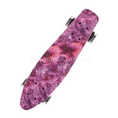Скейт Пенні борд Рожевий космос з колесами, що світяться.