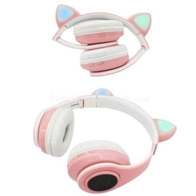 Беспроводные наушники Bluetooth с кошачьими ушками LED СXT-B39 CATS Розовые